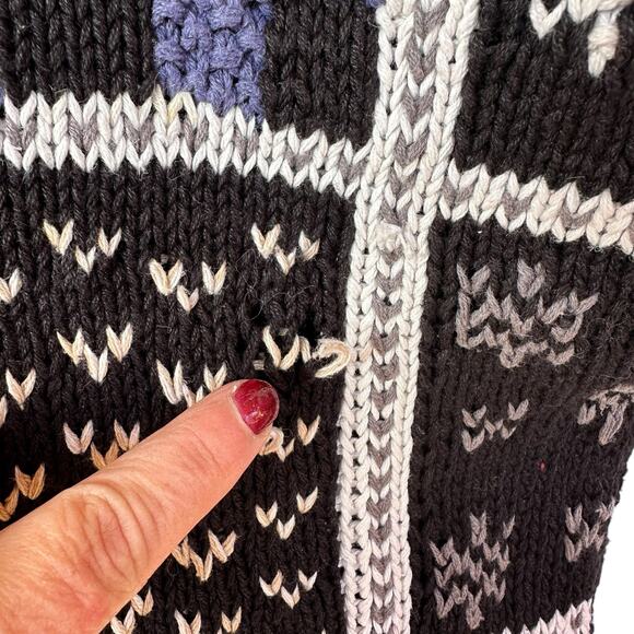 VTG White Stag Chunky Knit Pullover Sweater L Graphic Heart Grandpa Snowflake - Picture 8 of 8